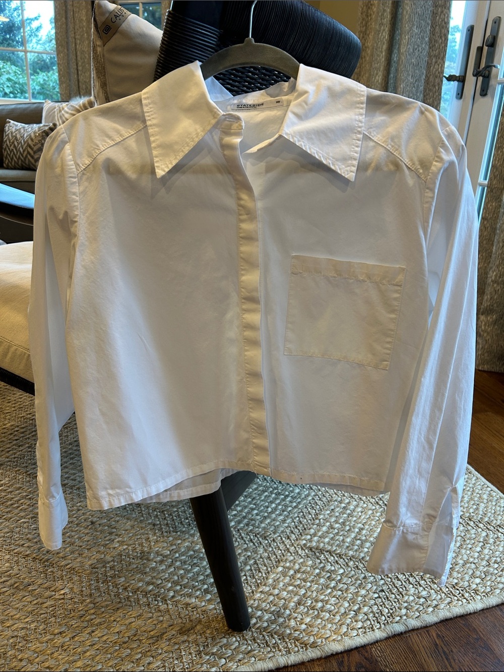 Stateside White Cropped Button-Down Shirt